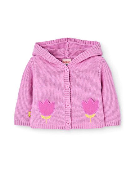 Pink Cotton Baby Girl Knitted Cardigan