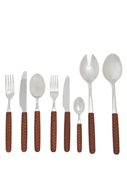 Intreccio Kahverengi Çelik 74 Parça Çatal Bıçak Kaşık Seti