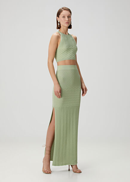 Green Maxi Knit Skirt