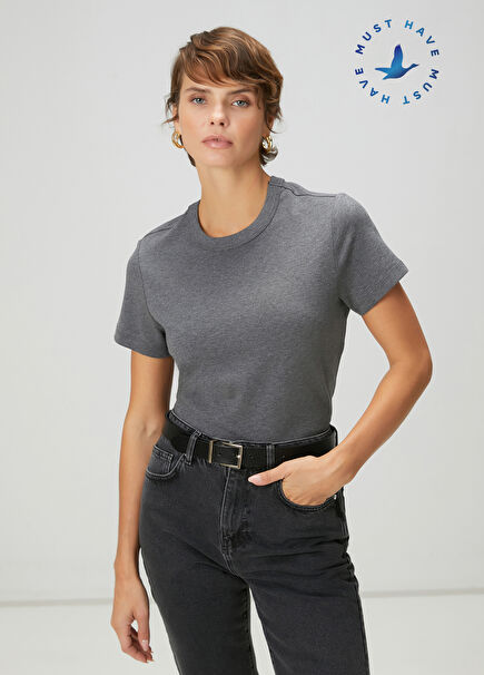 Anthracite Melange Basic T-Shirt