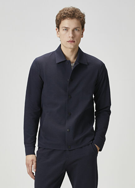 Navy Blue Embossed Jacket