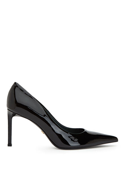 Black Crocodile Leather Heels