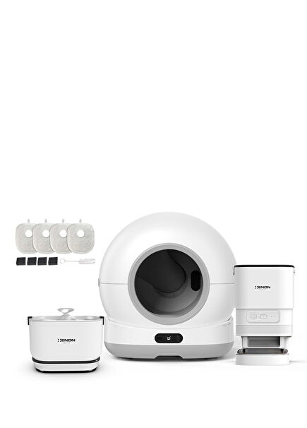 Smart Automatic Cat Toilet Food Bowl with Camera and Water Dispenser with Battery Set of 4 Pet Products