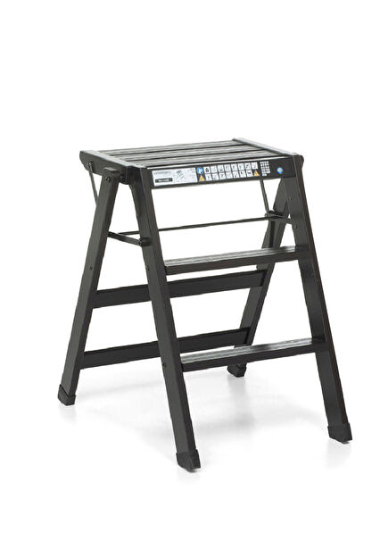 Tialzo Wooden Black Ladder Stool