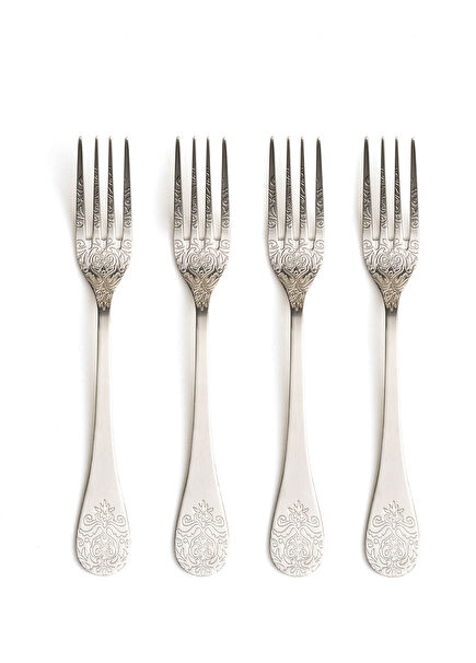 Dume Matte Silver Steel 4-Piece Dinner Fork Set