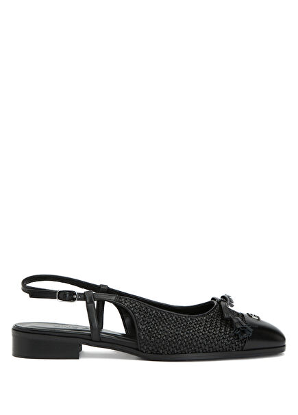 Black Straw Ballet Flats