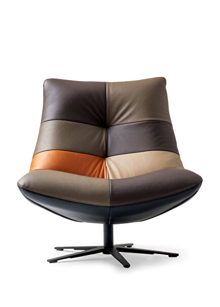 Zen Deri Metal Ayaklı Döner Berjer