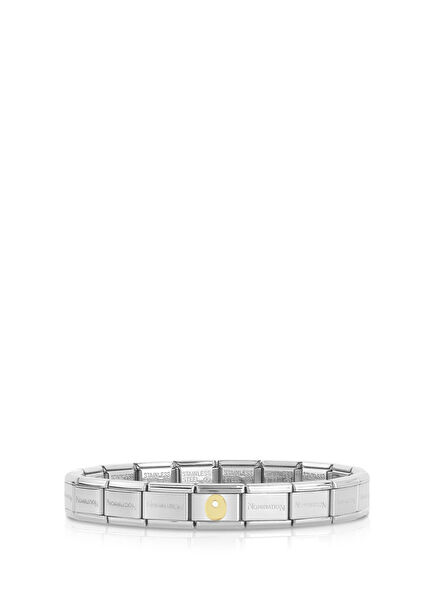 İtalyan Charm Gümüş 18 Ayar Altın O Harfi Çelik Unisex Bileklik 