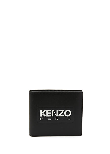 Black Logo Detailed Men's Leather Wallet