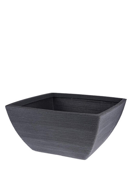 Yivli Antrasit Plastik Kare Saksı