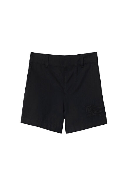 Siyah Pamuklu Unisex Çocuk Şort