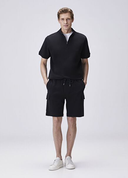 Black Cargo Interlock Shorts