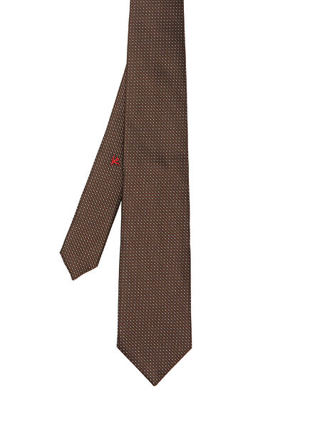 Kahverengi Desenli İpek Kravat