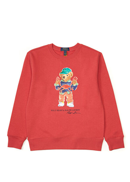 Red Logo Printed Unisex Kids Sweatshirt