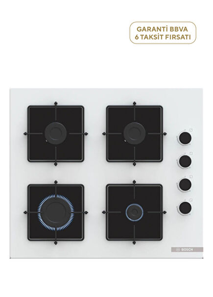 POP6C2P30O Serie 4 White Glass Built-in Cooktop