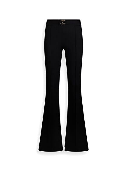 Black Logo Belted Flare Leg Women's Trousers