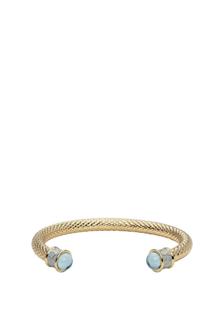 Salamander Torque Bangle Aquamarine Gold Bracelet