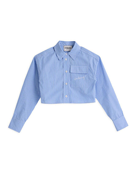 Mavi Çizgili Kız Çocuk Gömlek 
