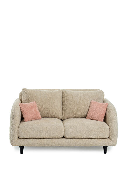 Pietra Teddy Sofa with Cream Pink Throw Pillow for 2