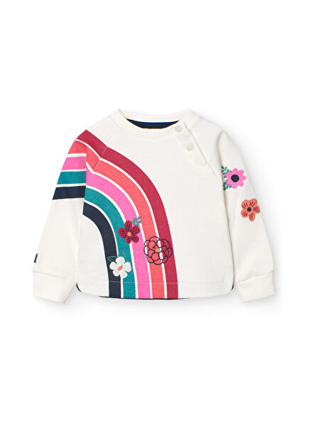 Girls' Sweatshirt with Floral Motif