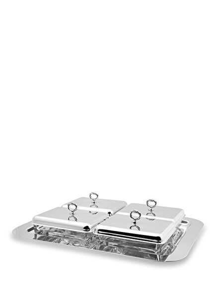 Villa Pisani Gümüş Kare 4'lü Kahvaltılık Seti