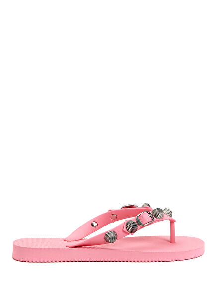 Pink Womens Leather Slippers