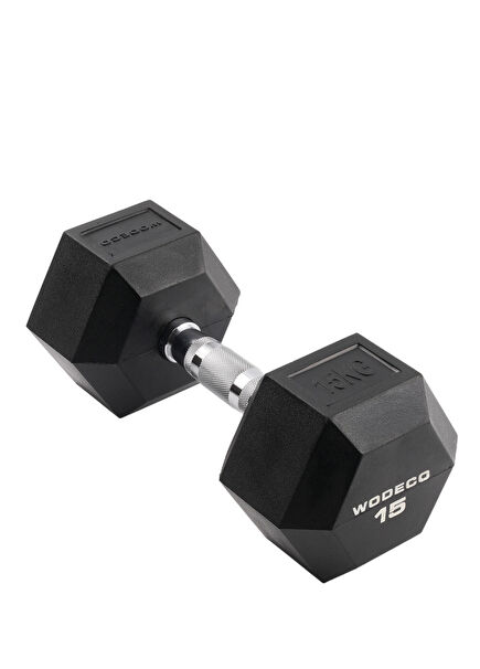 Rubber Hex Black Rubber Hexagonal Dumbbell 15 kg