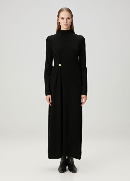 Lucero Black Midi Wool Dress