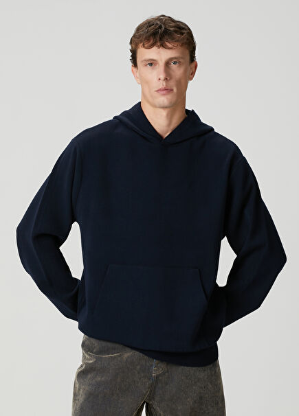 Lacivert Kapüşonlu Kazak