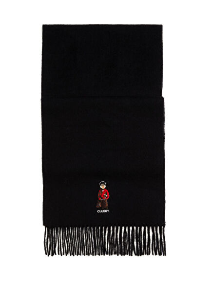 Clubby Black Men's Wool Woven Scarf