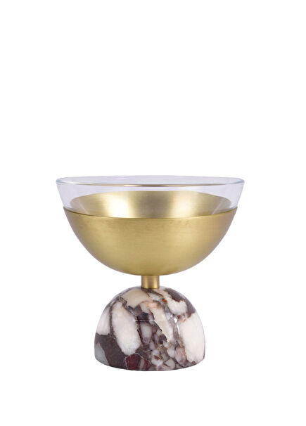 Ola Pirinç Mermer Dekoratif Kase 13 cm