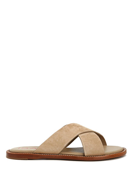 Beige Men's Suede Slippers