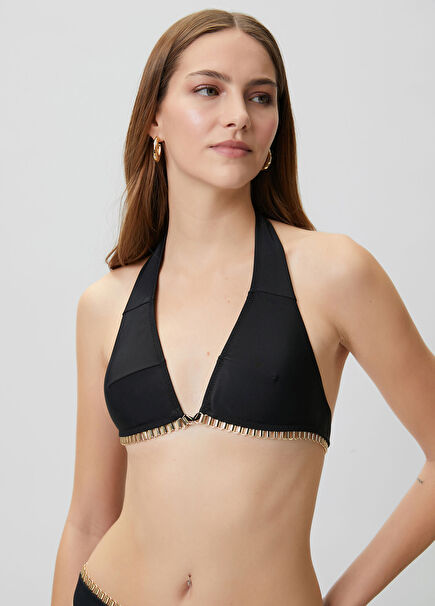 Triangle bikini top with black chain detail