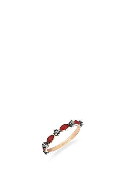 Five Stone Enamel 18K Gold Women's Ring