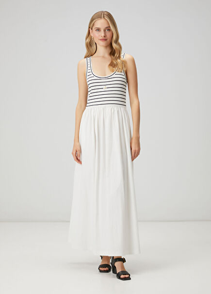 Off-White Striped Maxi Jersey Dress