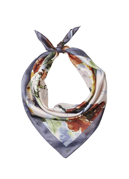 Multicolored 90x90 cm Twill Scarf