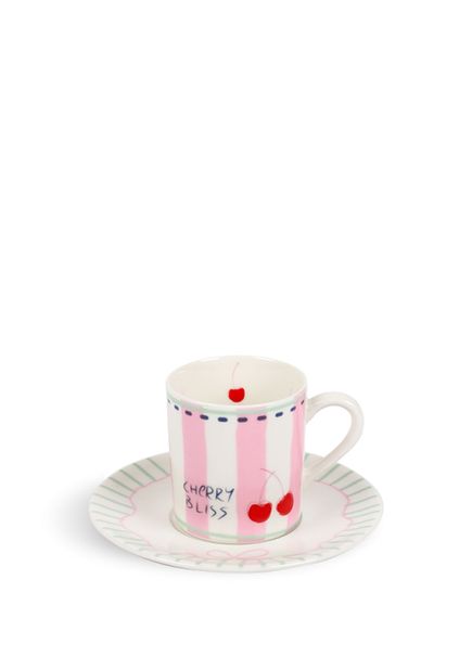 Bon App Collection Cherry Pembe Porselen Türk Kahvesi Fincanı ve Tabağı