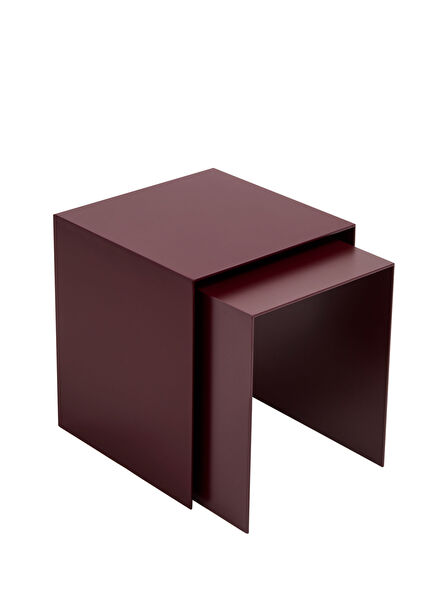 Burgundy Metal 2-Piece Nesting Coffee Table Set