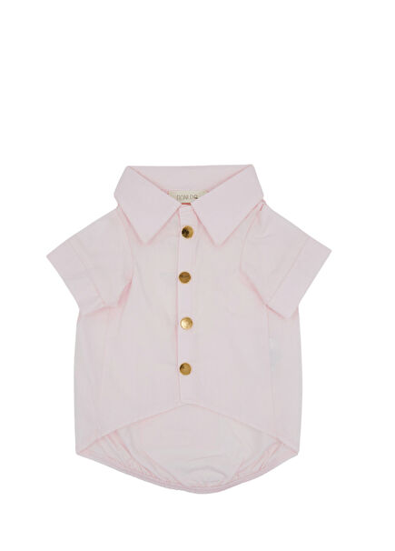 Pink Dog Shirt with Gold Buttons