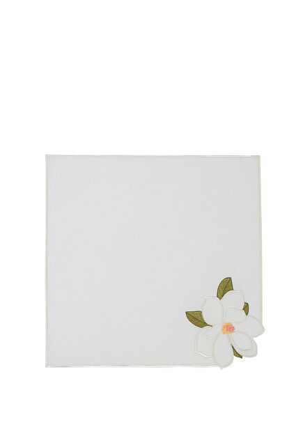 Magnolia Detailed 2-Pack Imported Linen Napkin