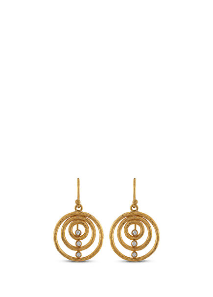 Ring Diamond 24K Gold Women's Earrings