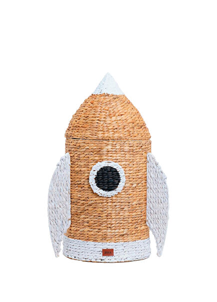Kapaklı Rattan Roket Oyuncak Sepeti