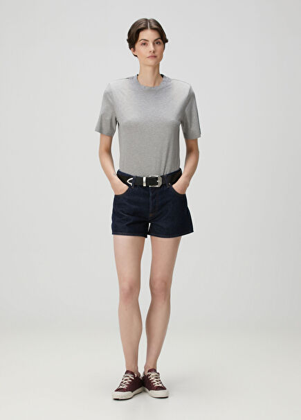 Antrasit Mini Denim Şort