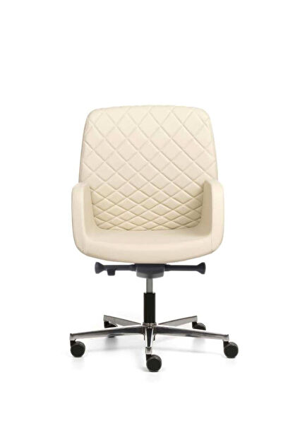 Aura Mid Back Leather Light Beige Office Chair