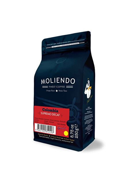 Colombia Supremo Decaf Kafeinsiz Yöresel Çekirdek Kahve 250 gr