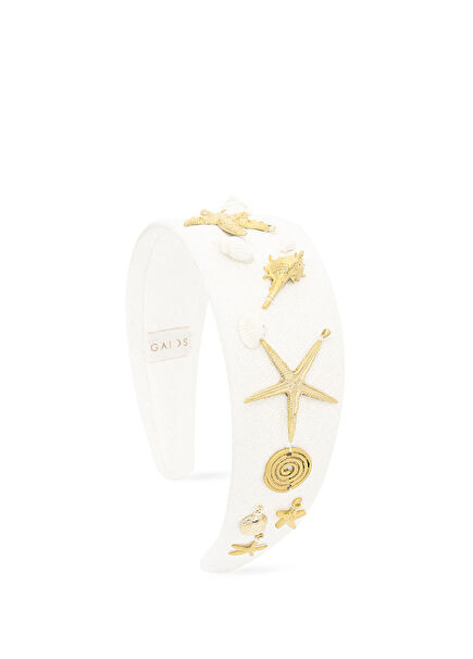 Summer White Patterned Linen Women's Hair Accessory