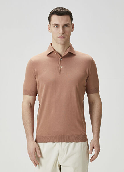 Turuncu Polo Yaka Kısa Kollu Triko