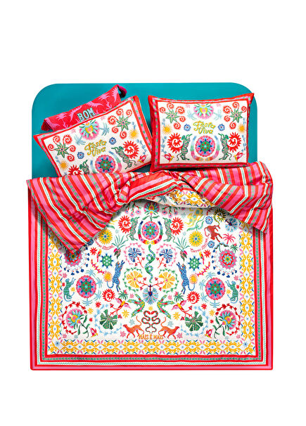Lahore Colored Cotton Satin Duvet Cover Set