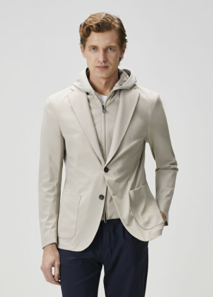 Bej İç Yaka Detaylı Ceket