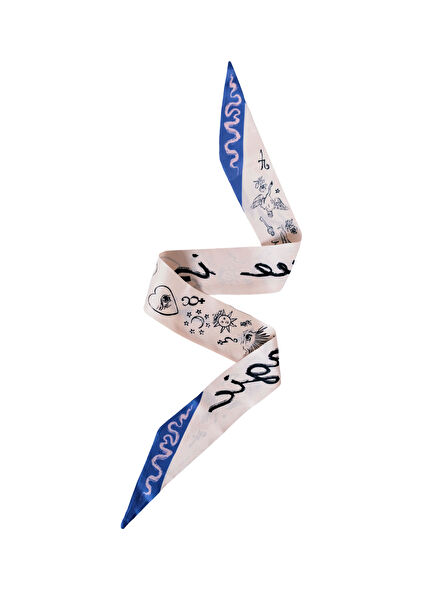 Love İs A Magic Desenli İpek Ince Twill Kadın Fular
